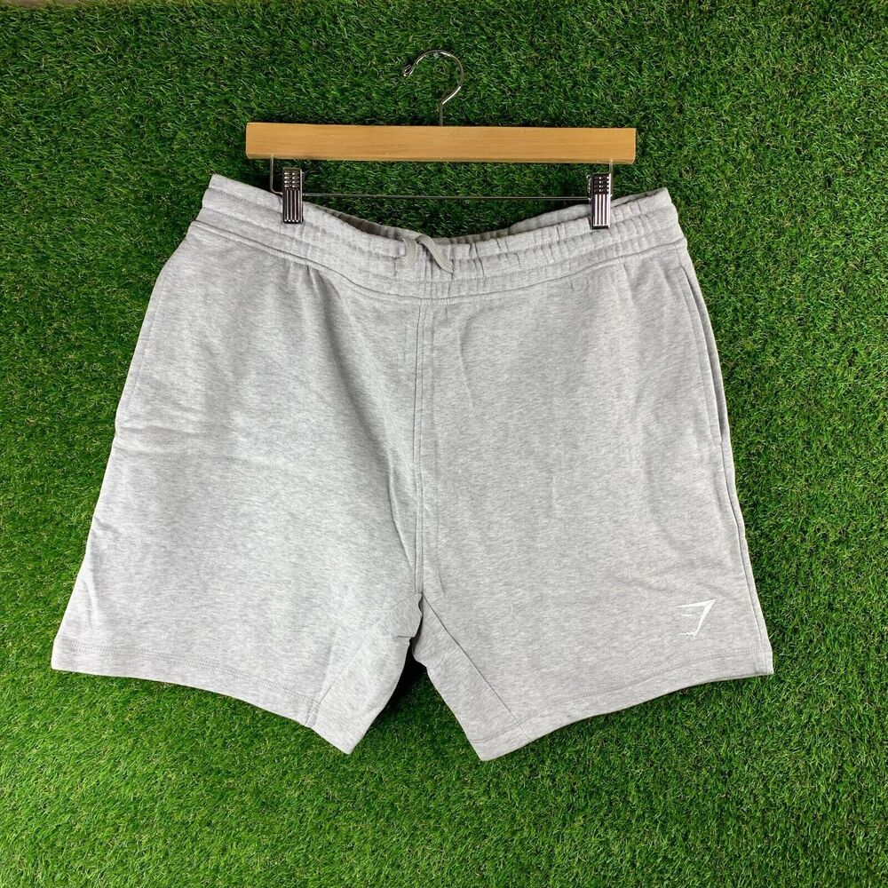 Gymshark Shorts Mens XL Gray Logo 7" Slim Fit Crest Pocket Gym Workout - Picture 1 of 3